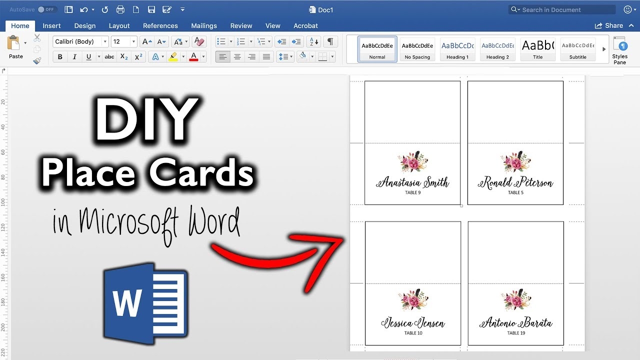 How To Make Place Cards In Microsoft Word DIY Table Cards With 