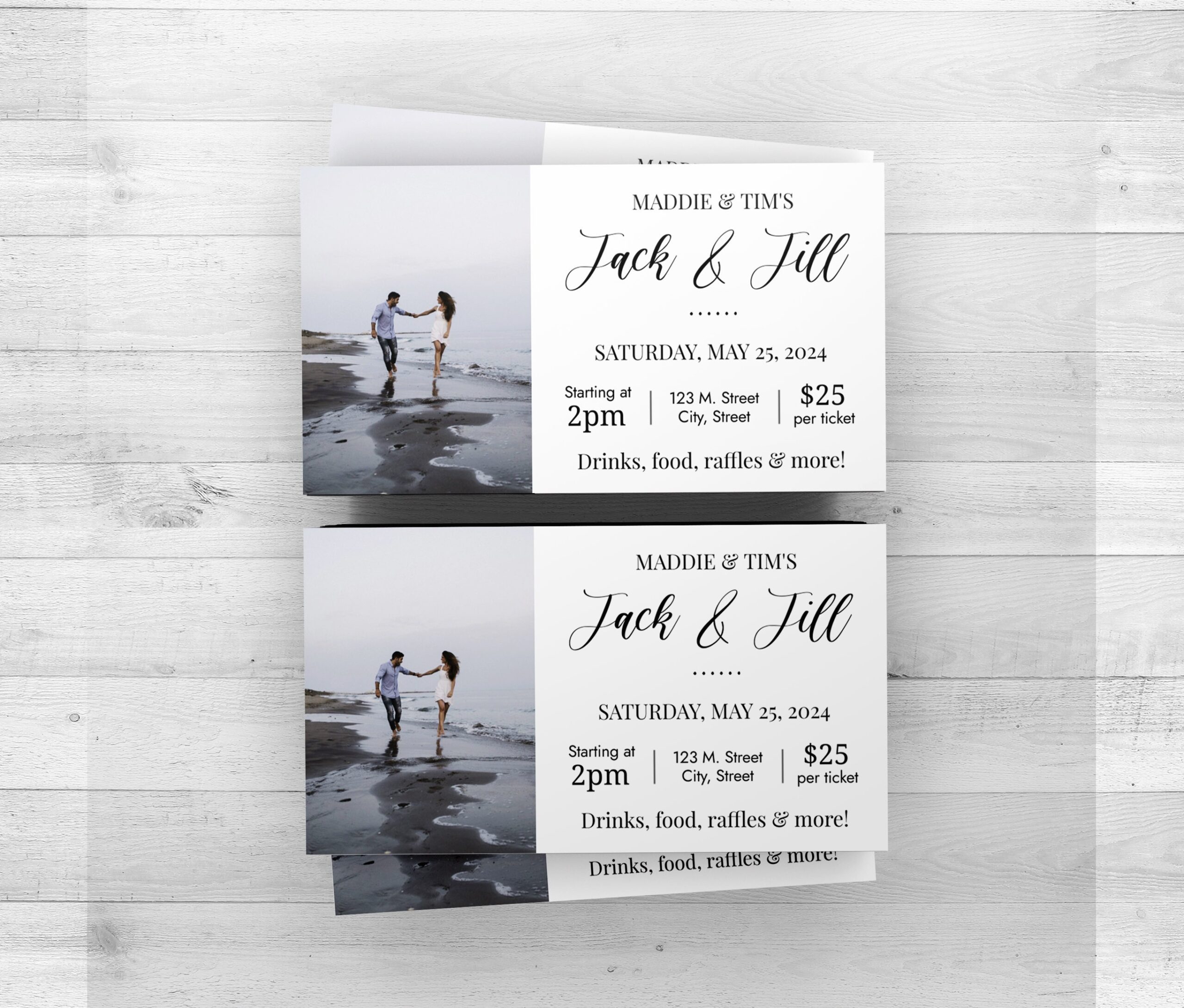 Jack And Jill Ticket Editable Template Customizable Digital