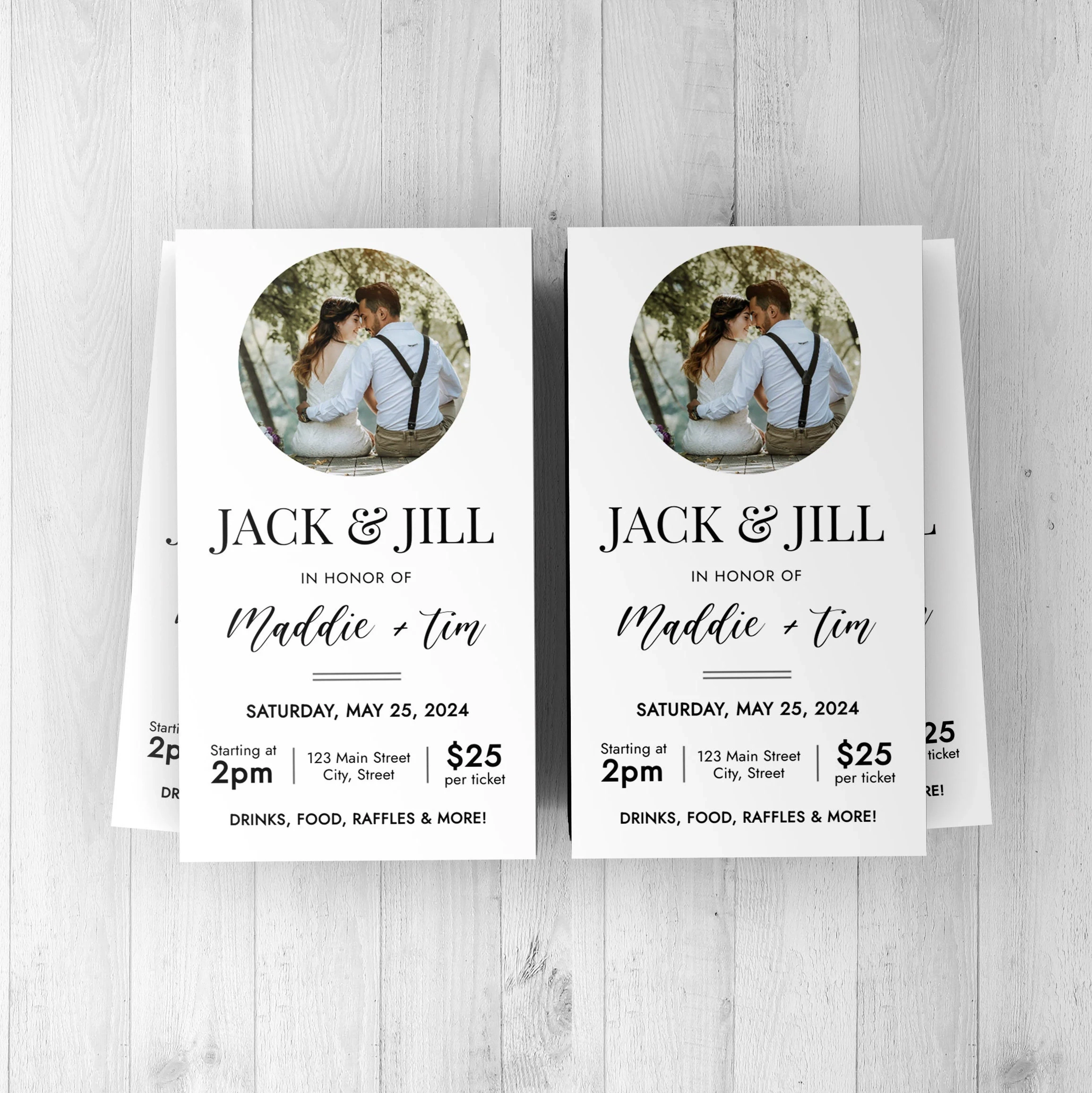 Jack And Jill Ticket Editable Template Customizable Digital 