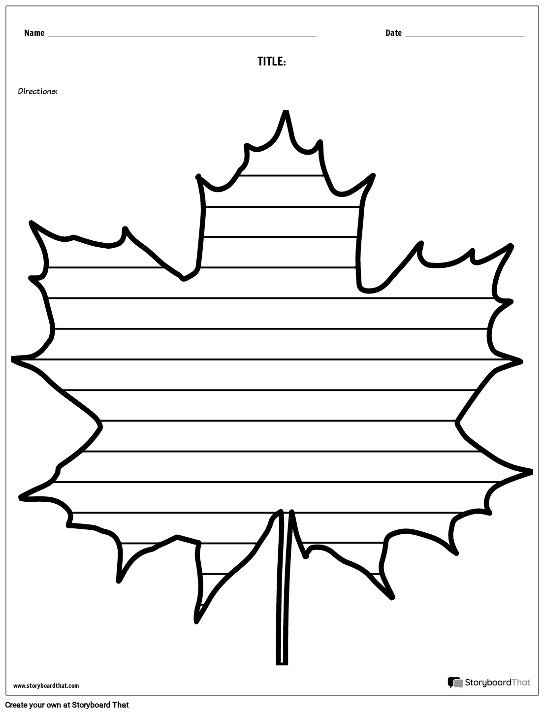 Leaf Writing Template With Lines Printable