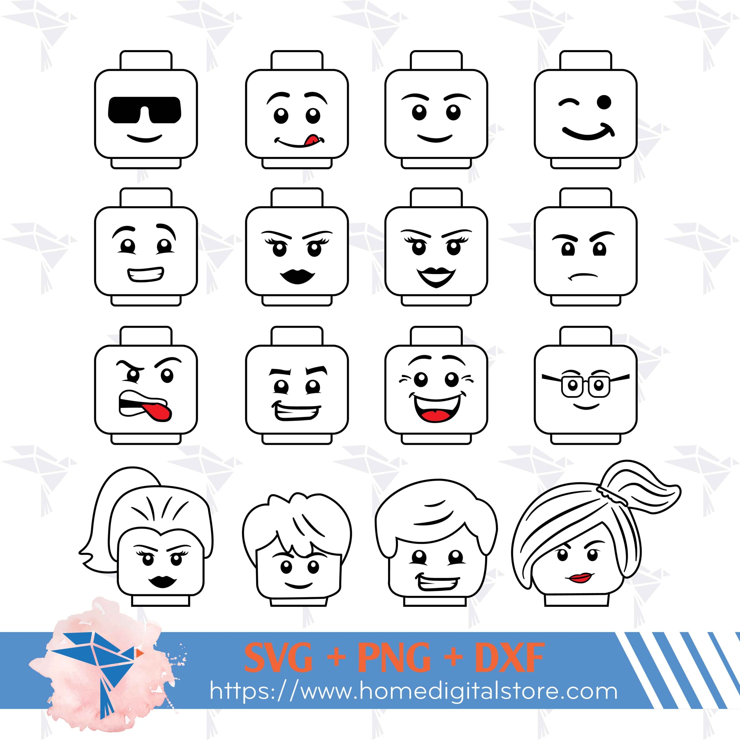 Lego Faces SVG PNG DXF