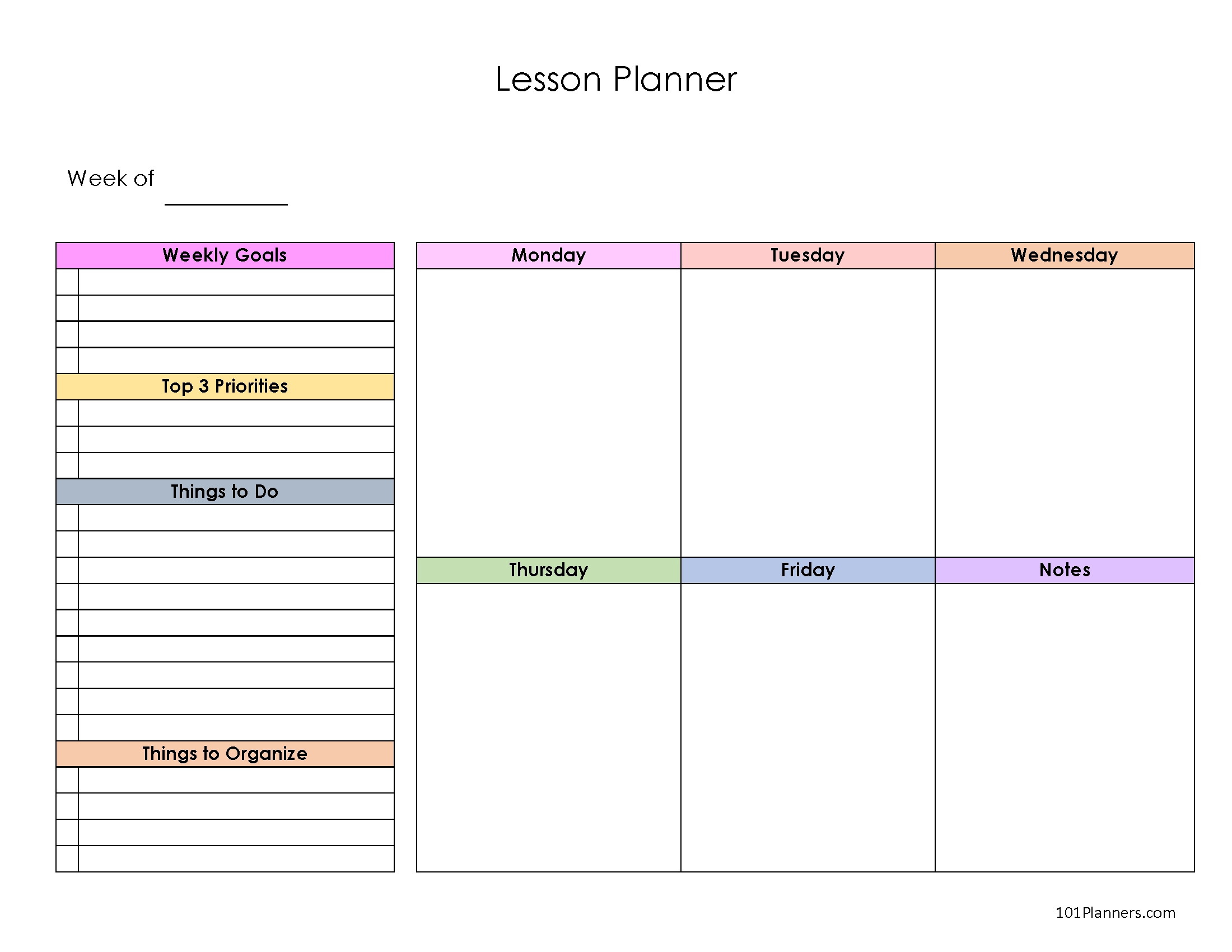 Lesson Plan Book Template Printable Free