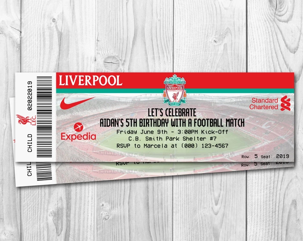 Printable Liverpool Ticket Template
