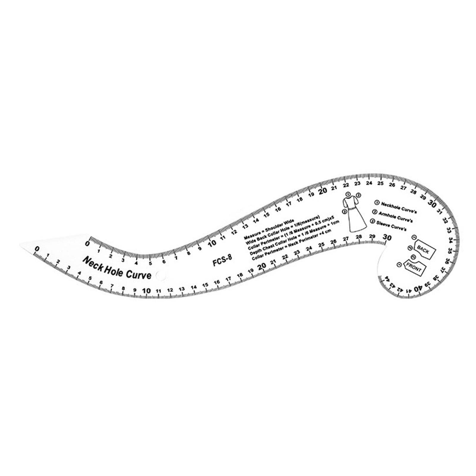 LOVIVER French Curve Ruler Tailoring Tool Clothing Pattern Template For Making Garment Curve Rulers Metric Fashion Design Tailoring Measure Neck Hole 
