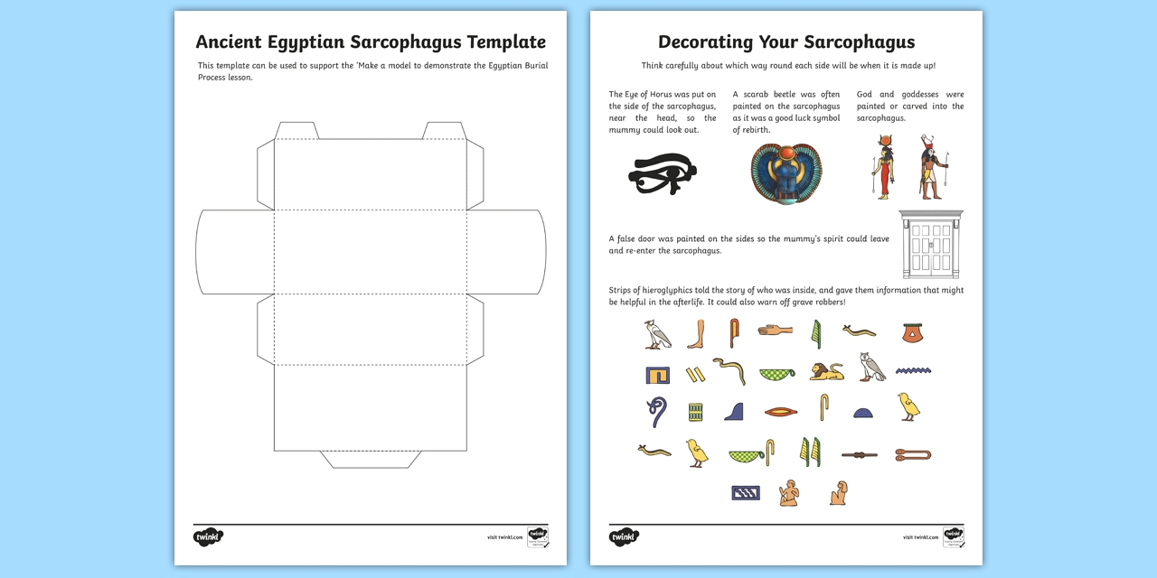 Make Your Own 3d Sarcophagus Template Ancient Egypt Crafts