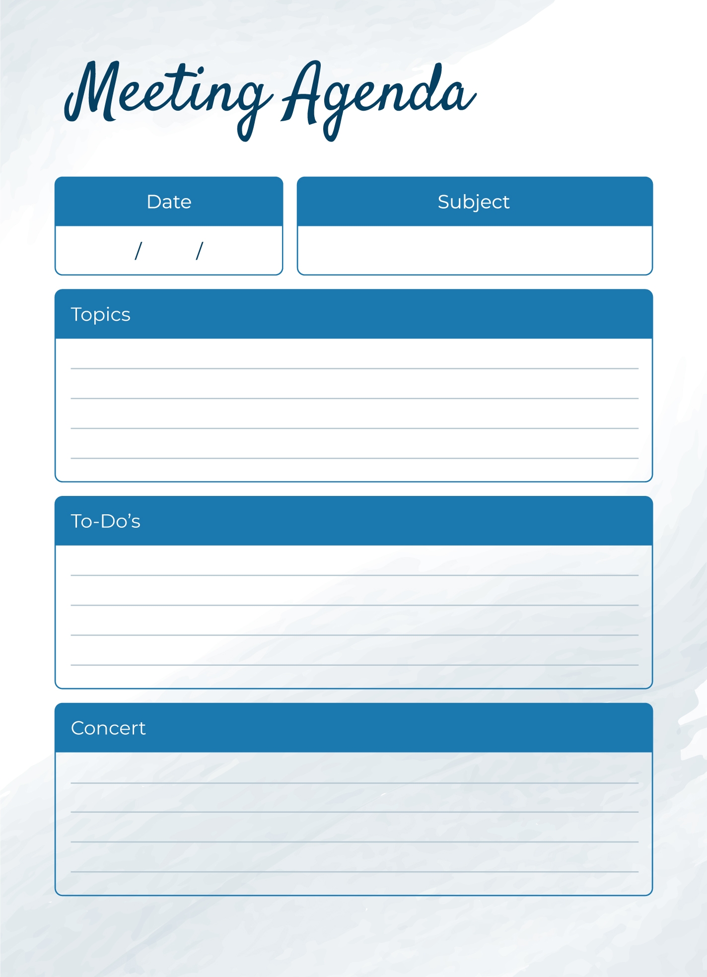 Editable Printable Meeting Agenda Template
