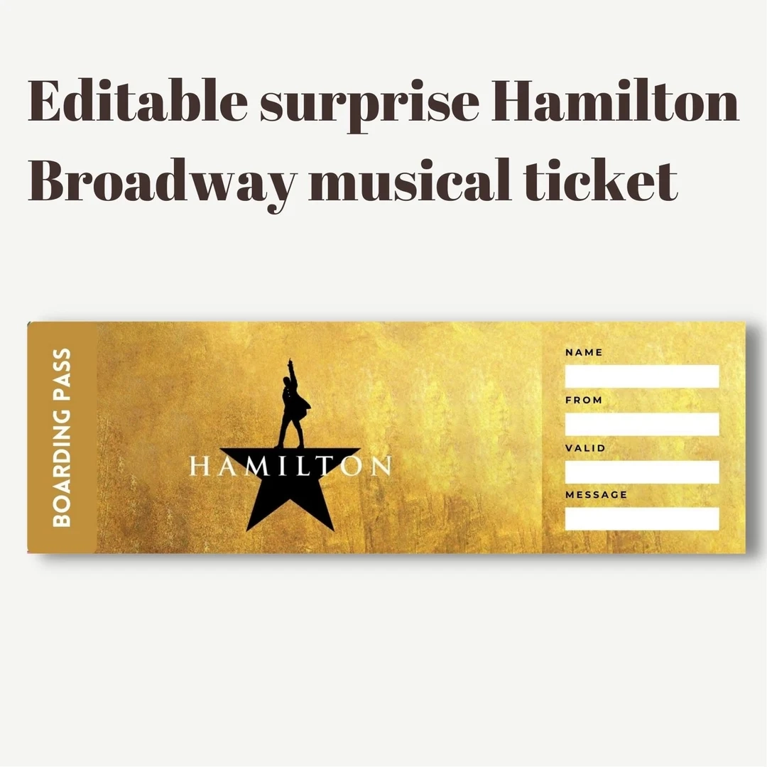 Musical Theatre Printable Hamilton Ticket Template Ticket Template 