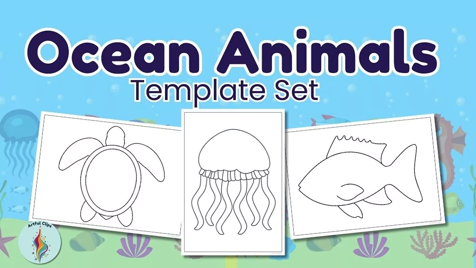 Ocean Animals Template Set For Art And Craft Projects