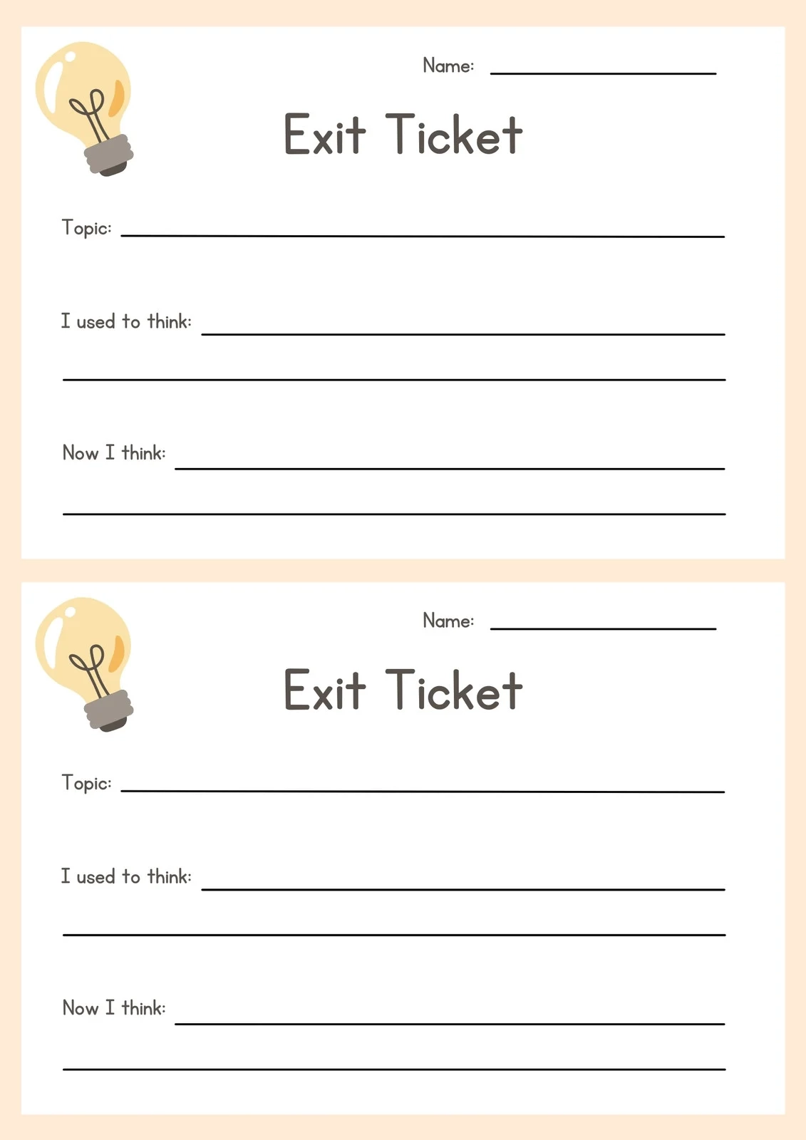 Page 2 Free Printable Exit Ticket Templates You Can Customize 