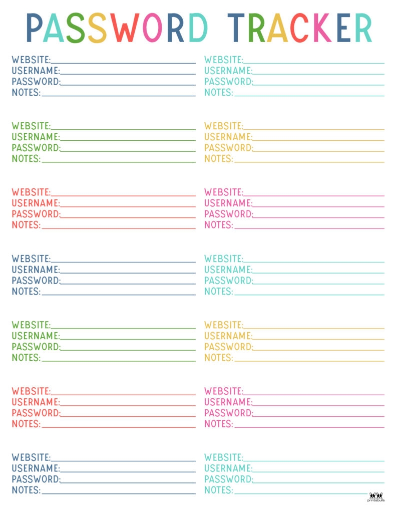 Password Logs amp Trackers 25 FREE Printables Printabulls