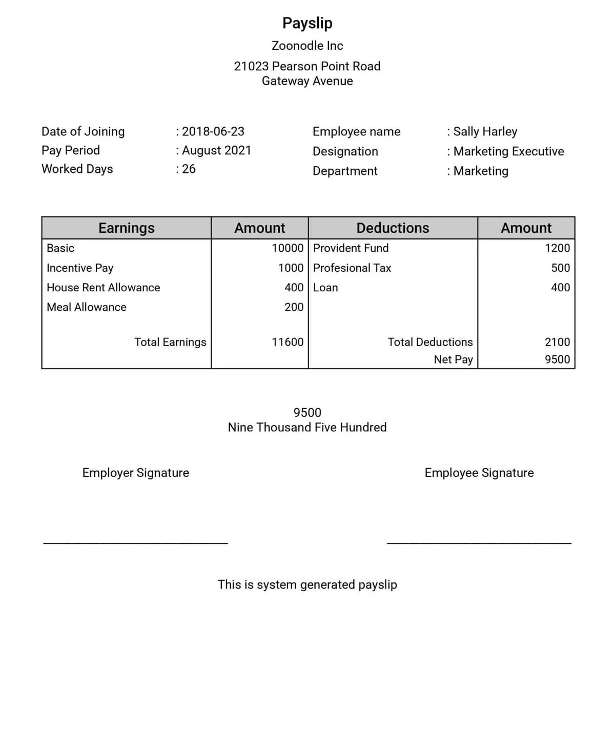 Payslip Sample Template Paysliper