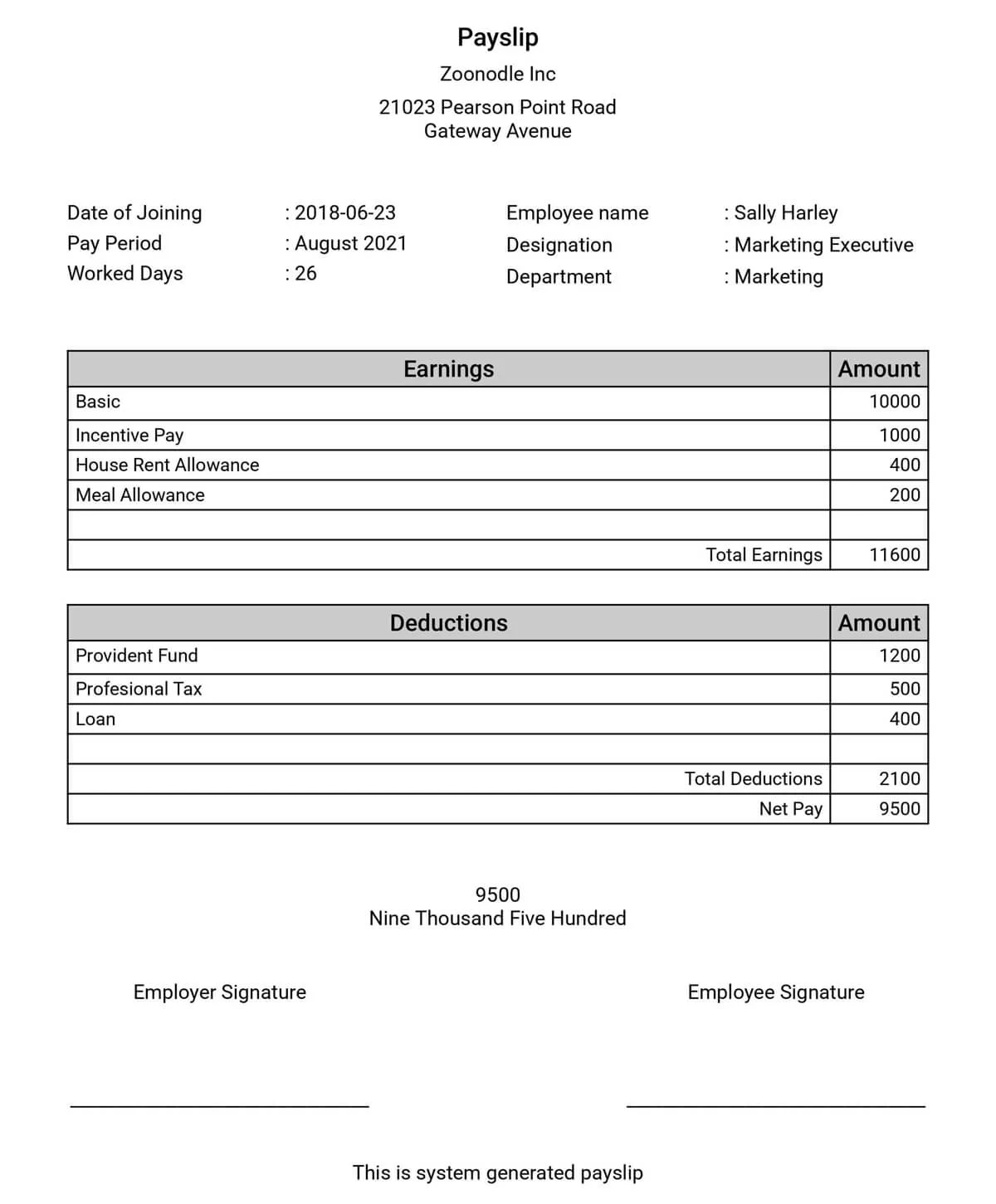 Payslip Sample Template Paysliper