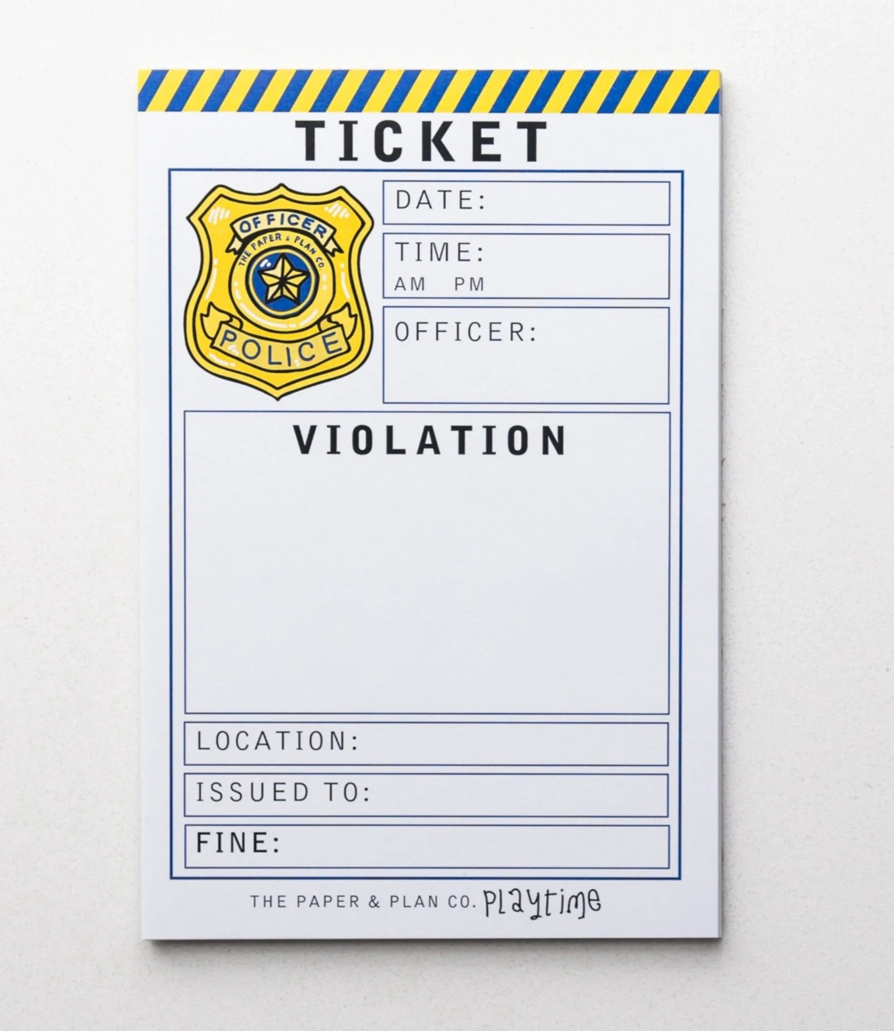 Playtime Pad Police Ticket Violation Pad The Paper amp Plan Co