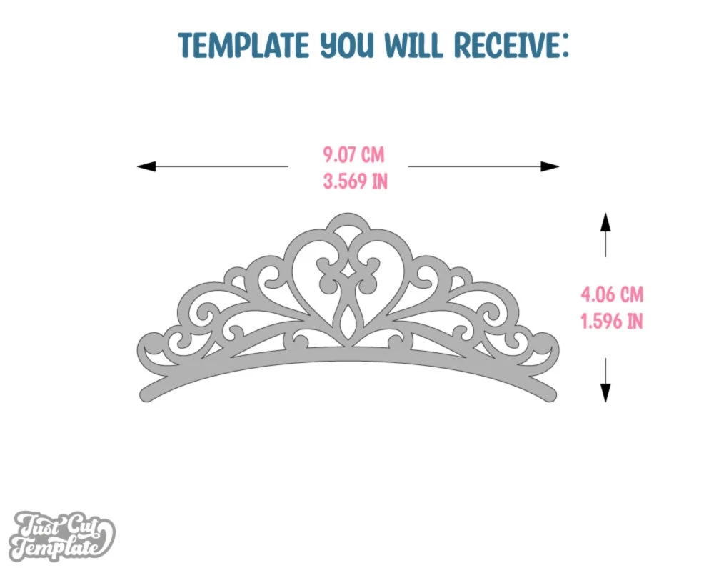 Princess Heart Tiara SVG Template Cricut Laser Cut File digital