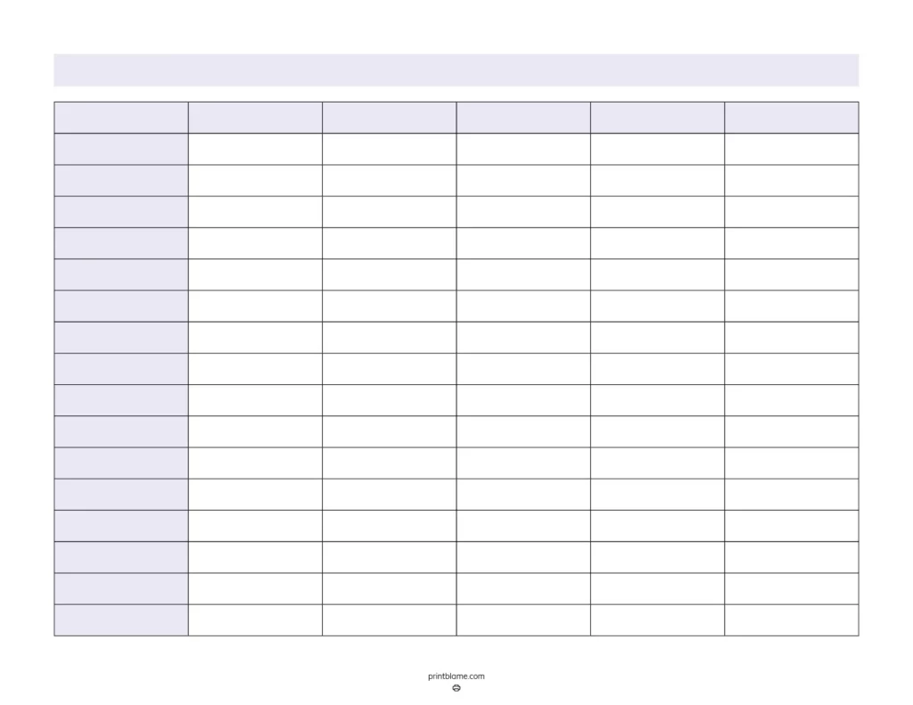 Spreadsheet Printable Template
