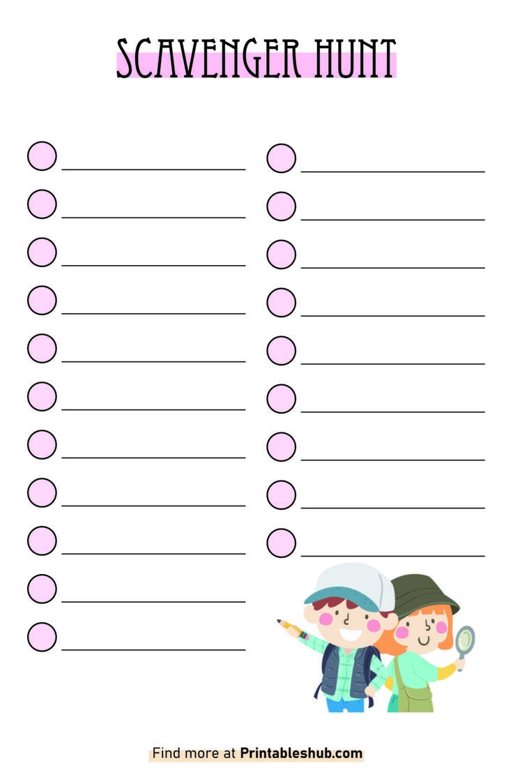 Printable Blank Scavenger Hunt Template With Downloadable PDFs