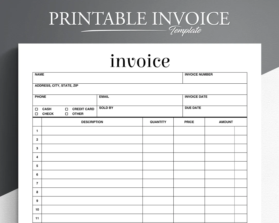 Printable Invoice Template Uk