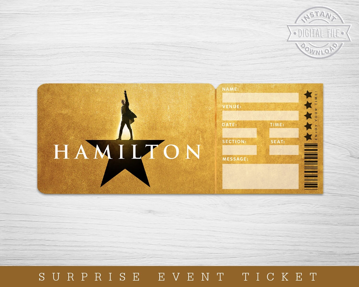 Printable Hamilton Ticket Template