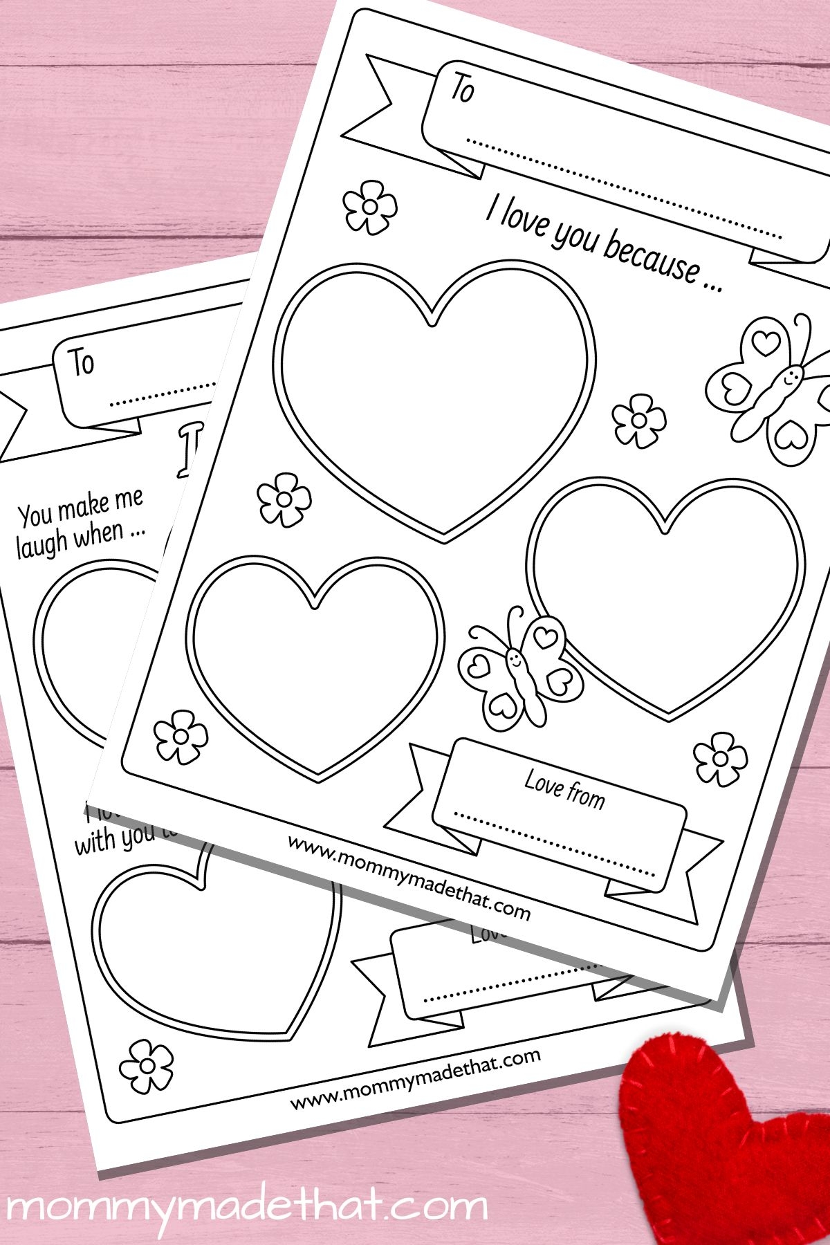 Printable I Love You Template Cute I Love You Because Activity