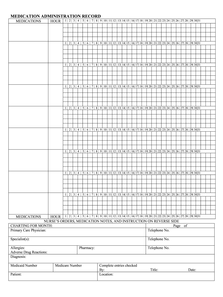 Printable Medication Administration Record Template Word Fill Out