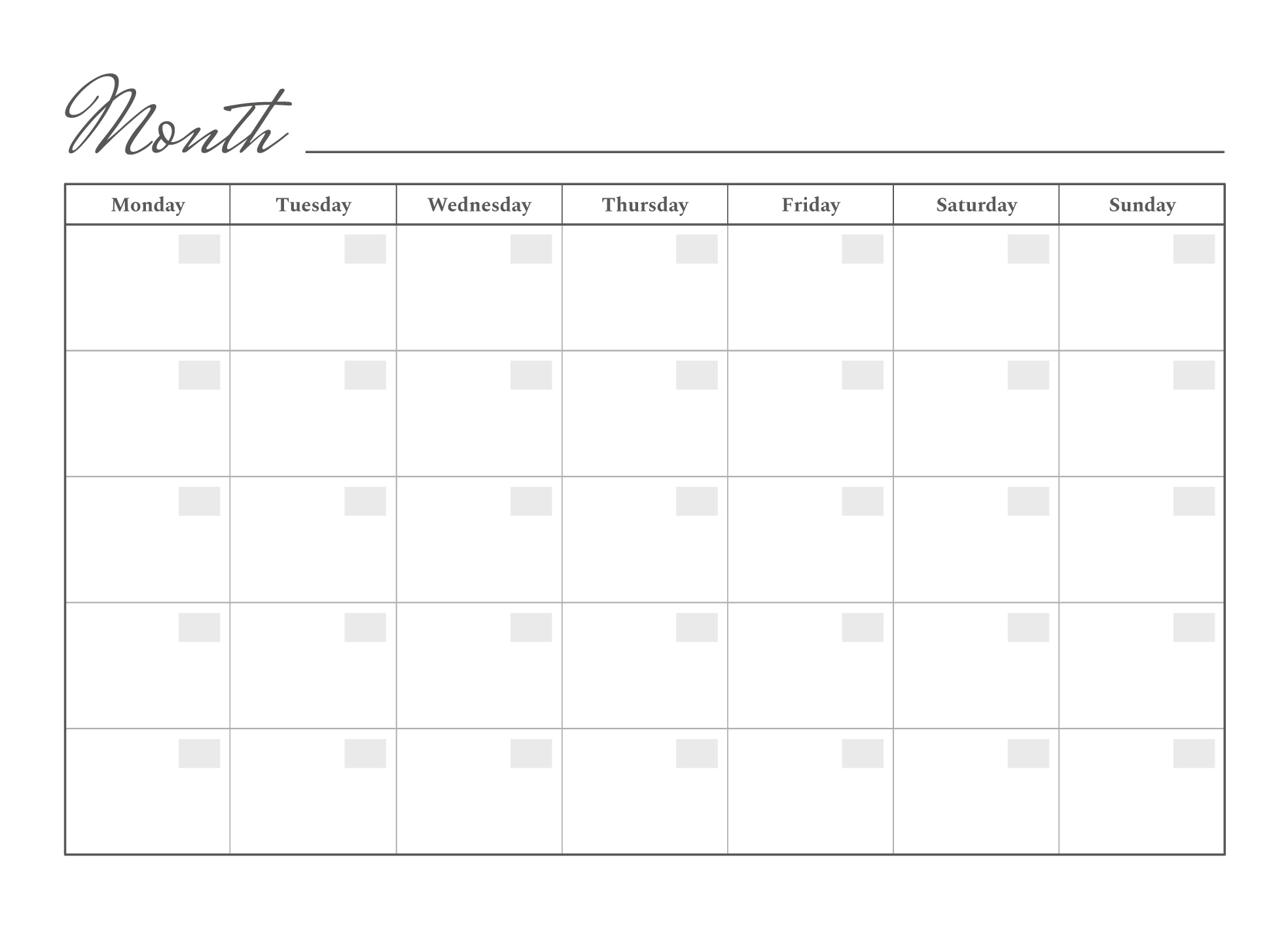Printable Calendar Templates Monthly