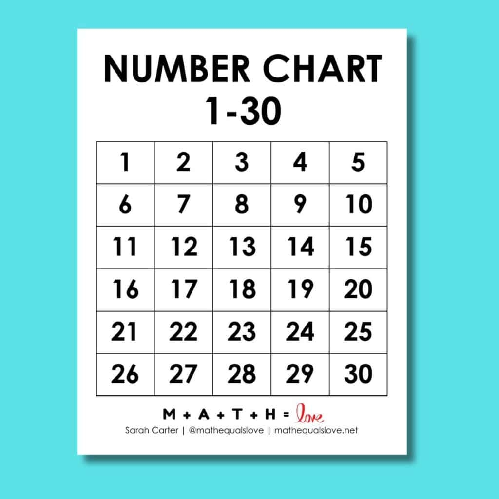 Printable Numbers 1-30 Template