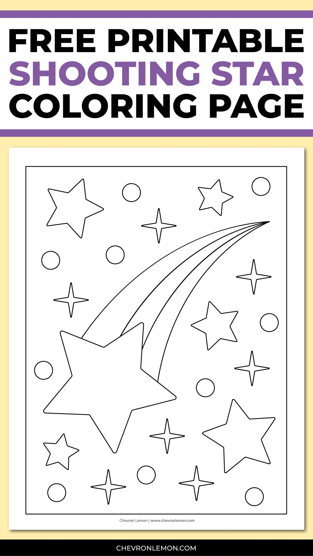 Printable Shooting Star Coloring Page Chevron Lemon