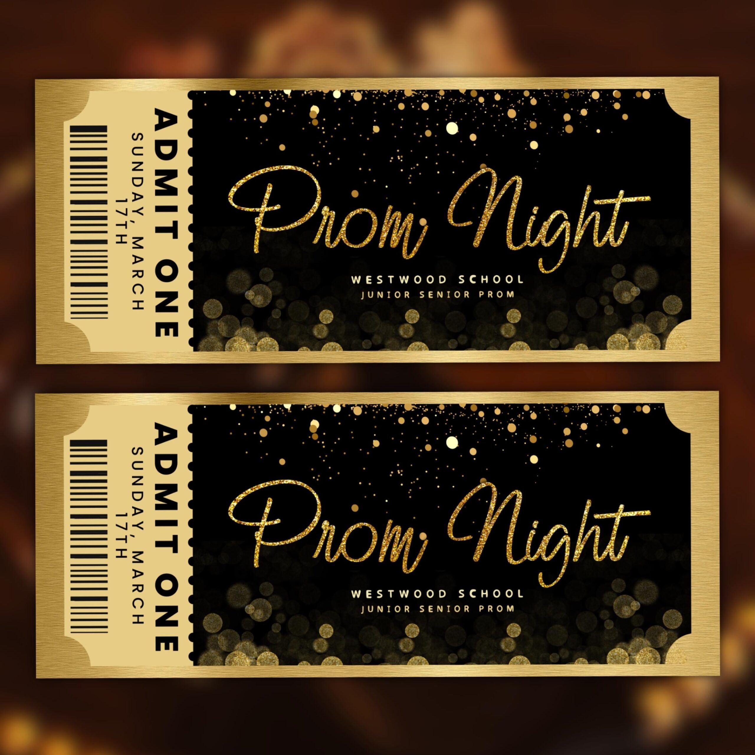 Prom Ticket Prom School Dance Ticket Template Black And Gold