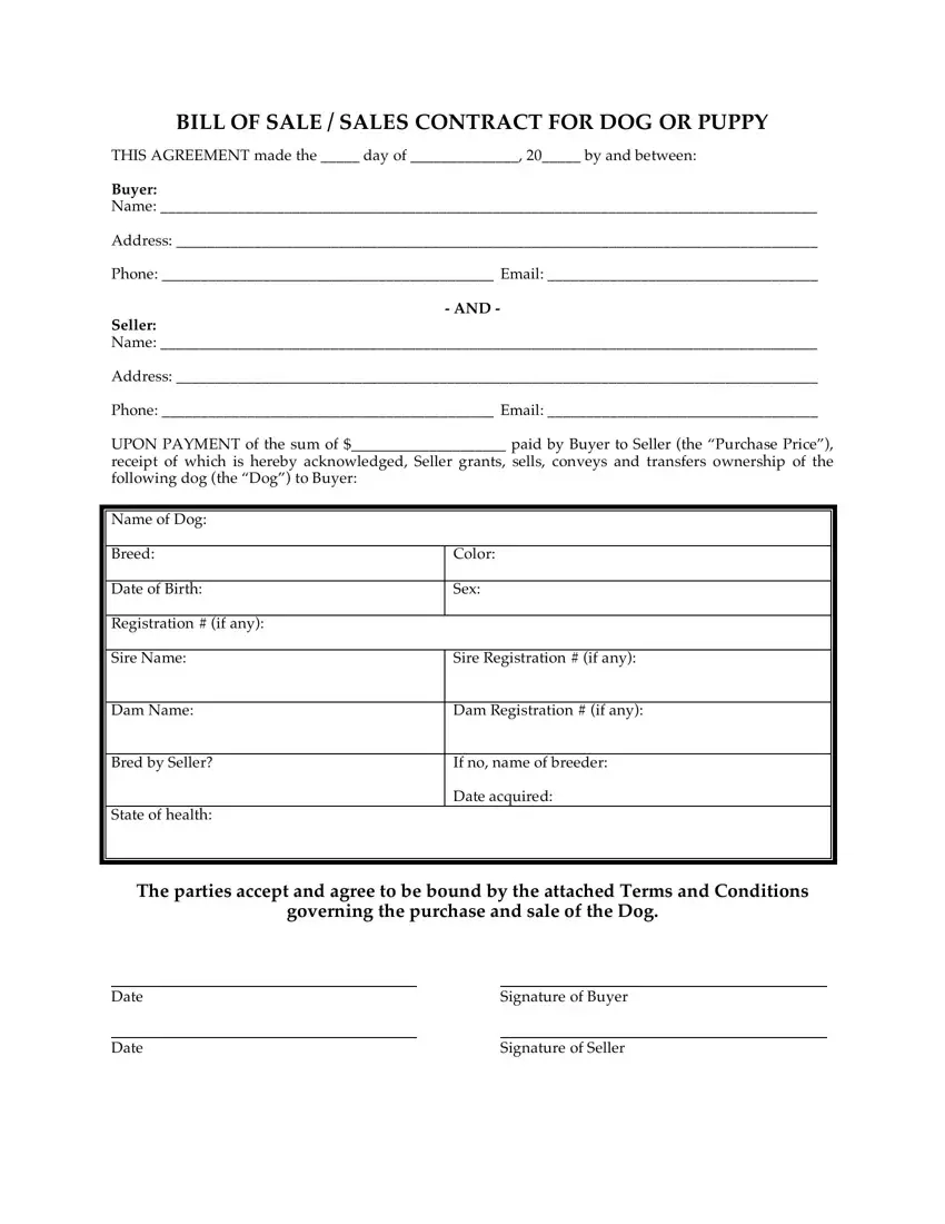 Puppy Contract Template Fill Out Printable PDF Forms Online