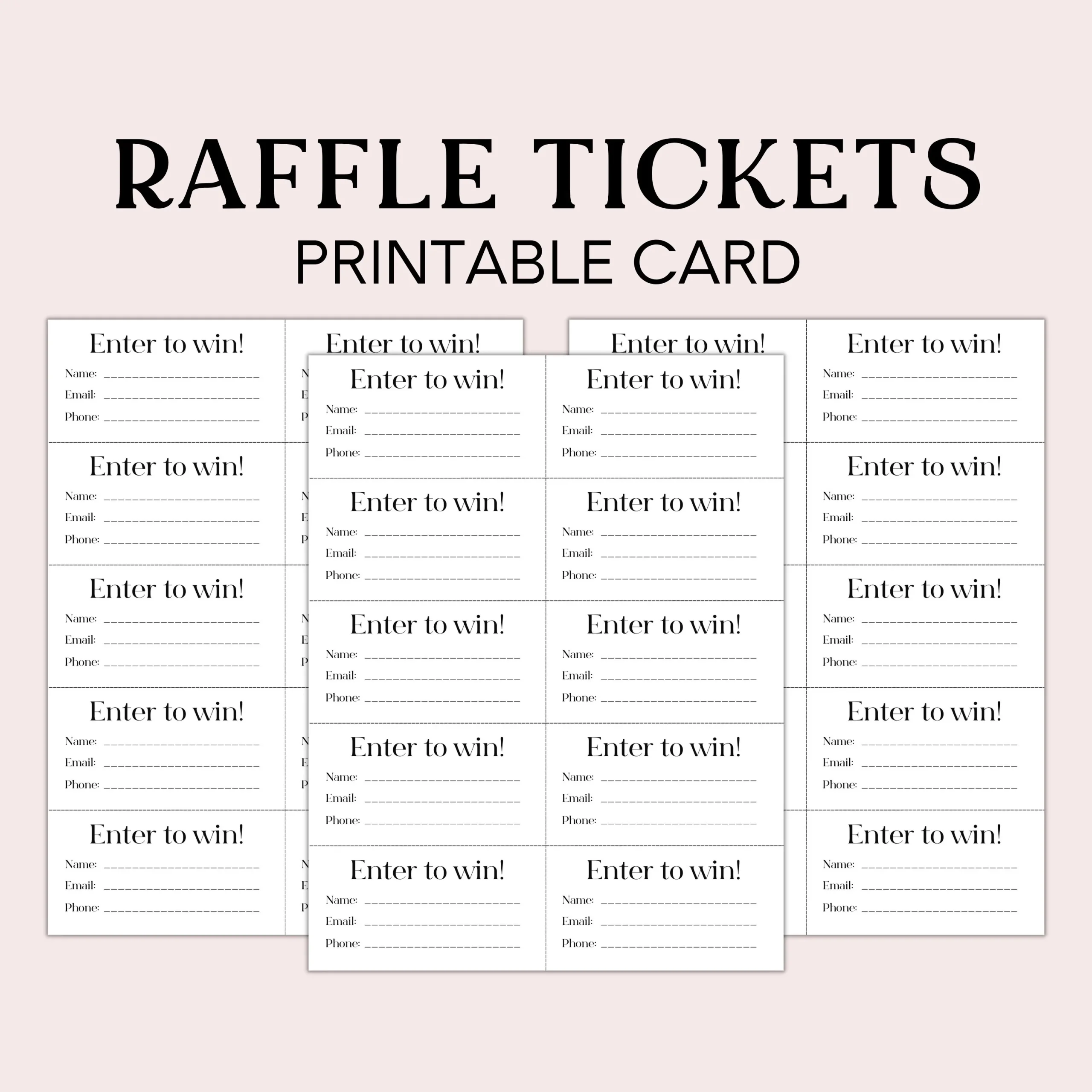Raffle Ticket Form Printable Enter To Win Ticket Drawing Slips 