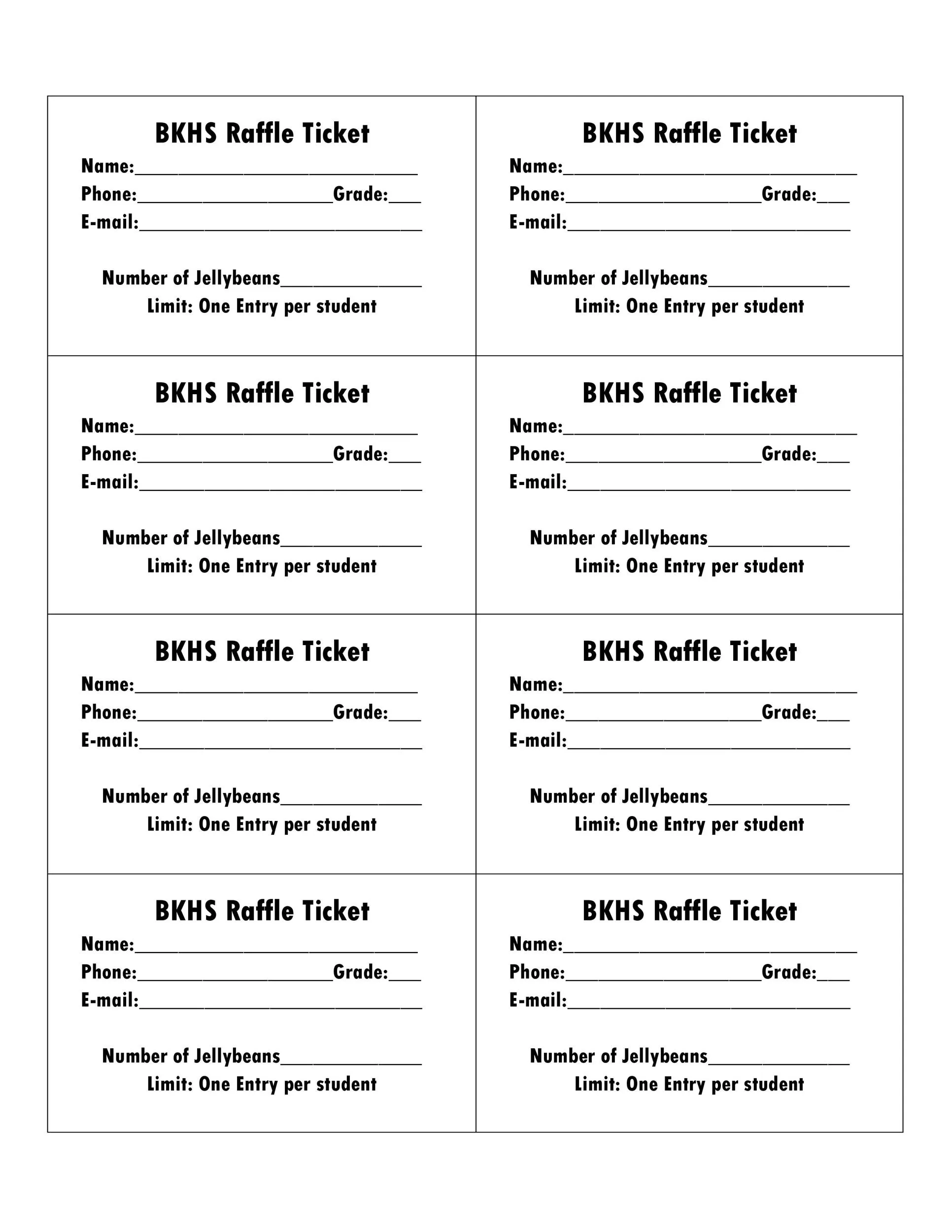 Raffle Ticket Template Free Printable