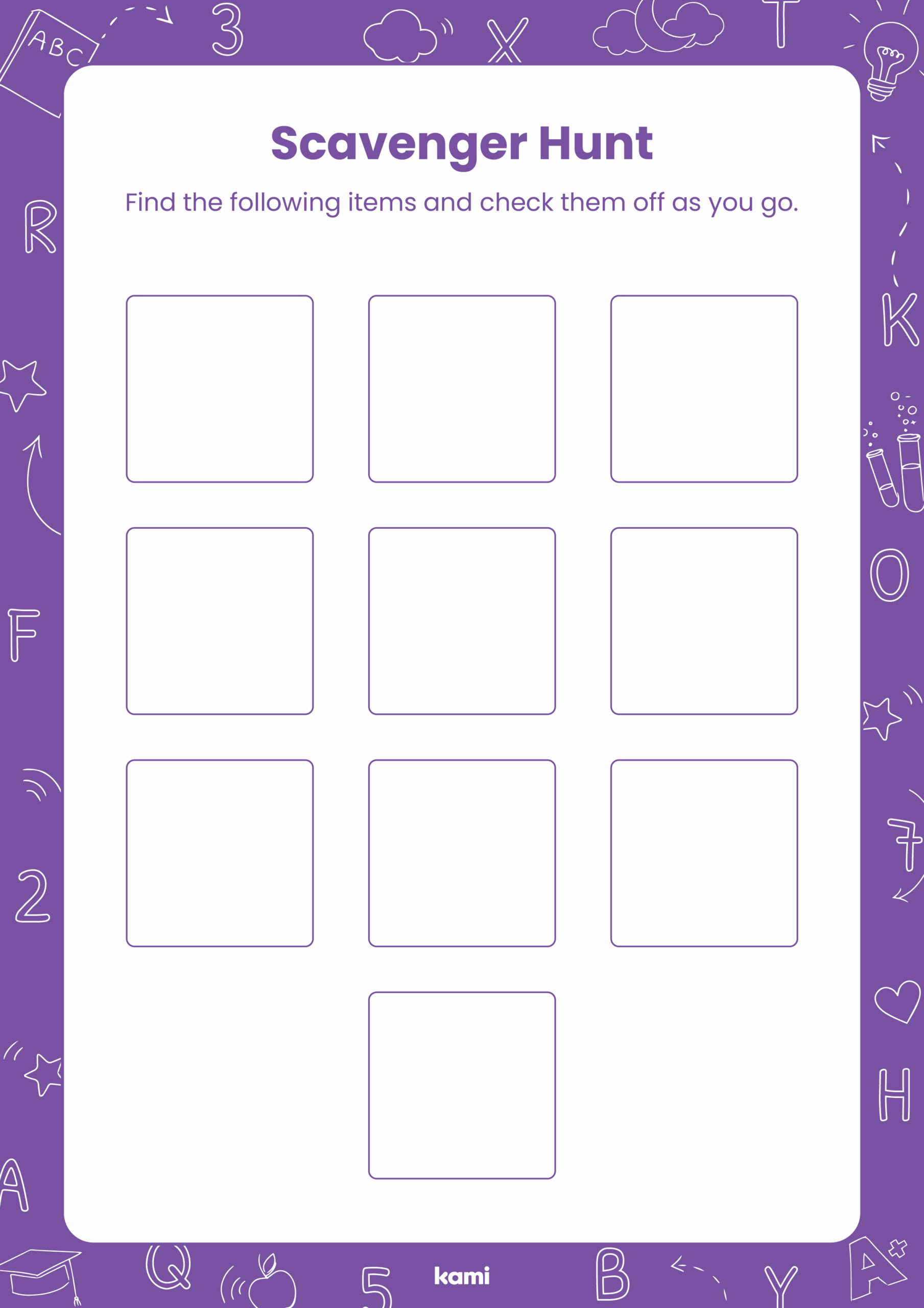 Scavenger Hunt Purple Blank For Teachers Perfect For Grades 