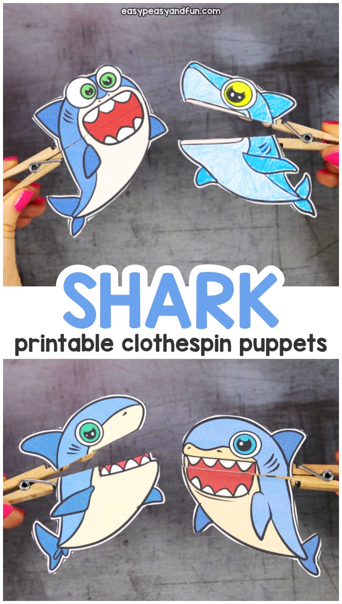 Shark Clothespin Puppets Easy Peasy And Fun