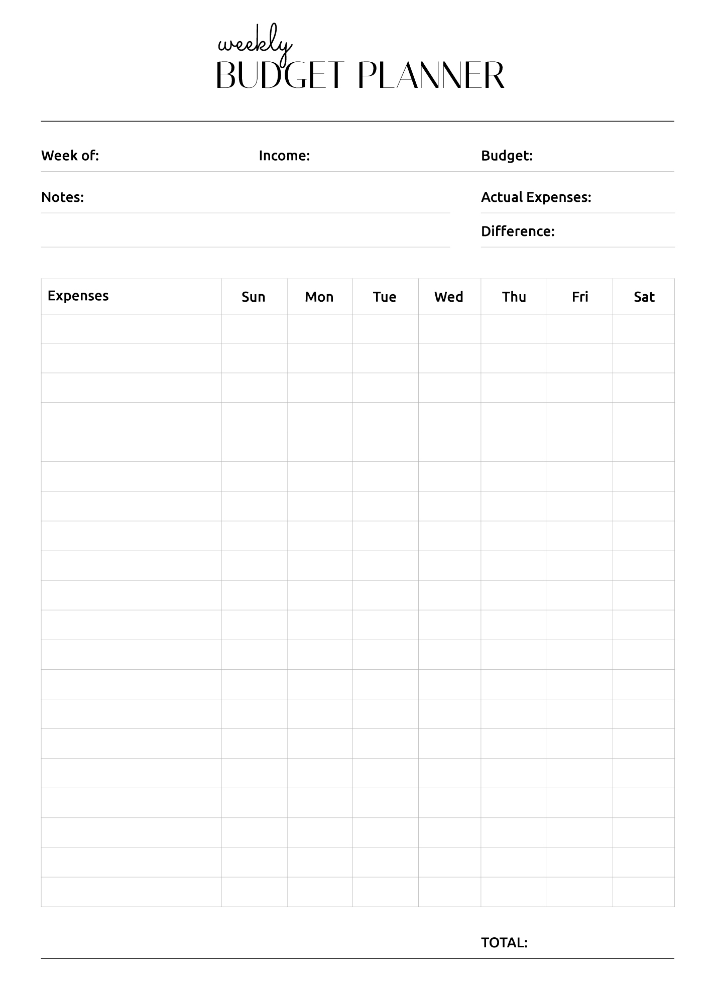 Simple Weekly Budget Free Google Docs Template Gdoc io