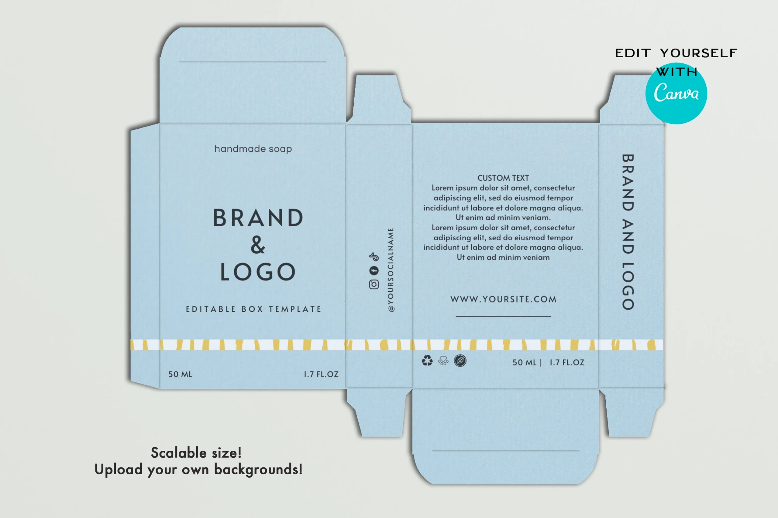 Soap Packaging Box Template Editable For Canva custom Soap