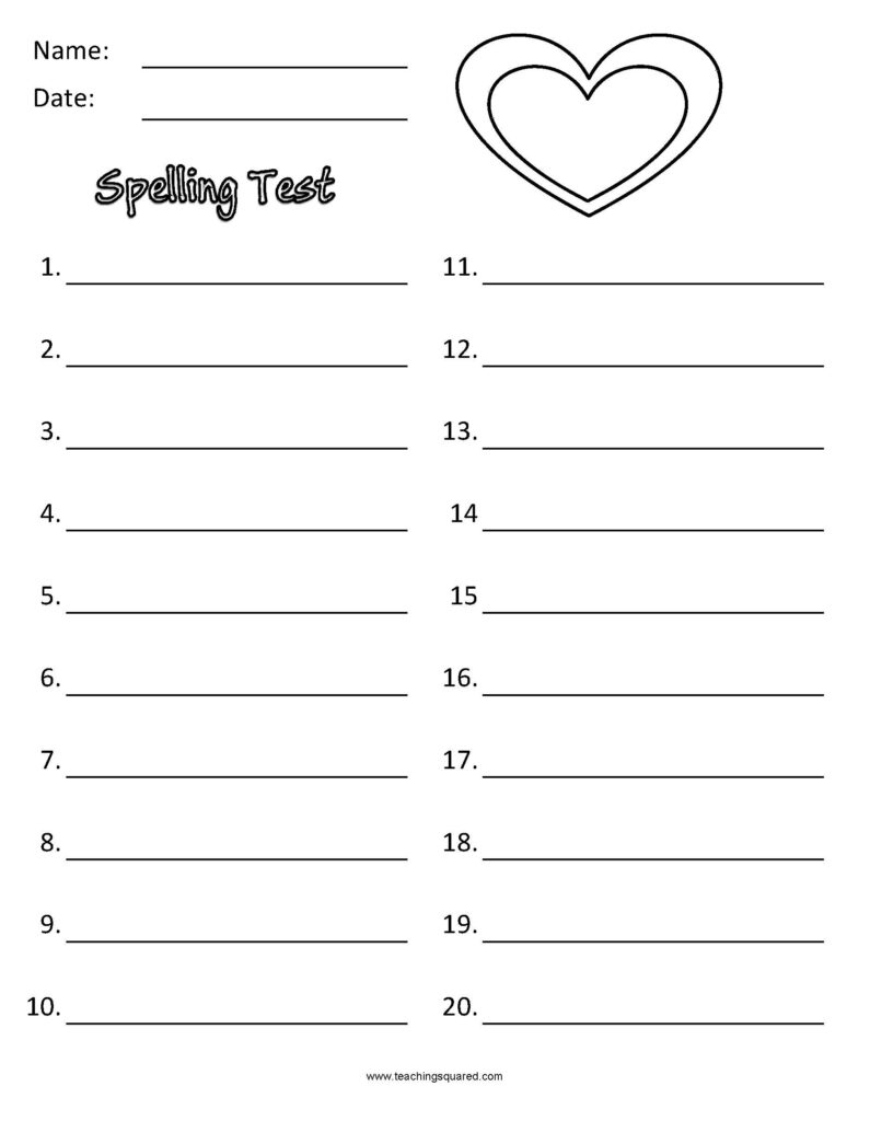 Spelling Test Paper Teaching Squared