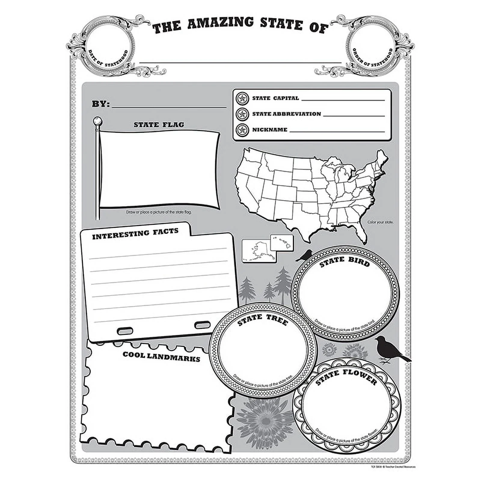Teacher Created Resources Amazing State Poster Pack 32 Sheets 