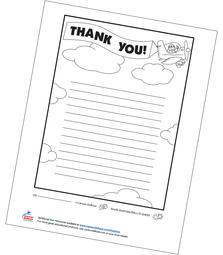 Thank You Letter Free Printable Carson Dellosa