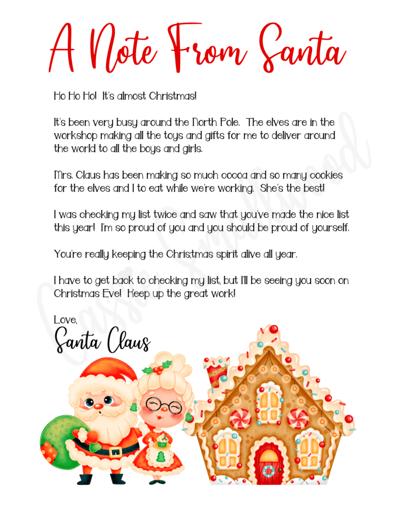 Free Printable Letter From Santa Template Word