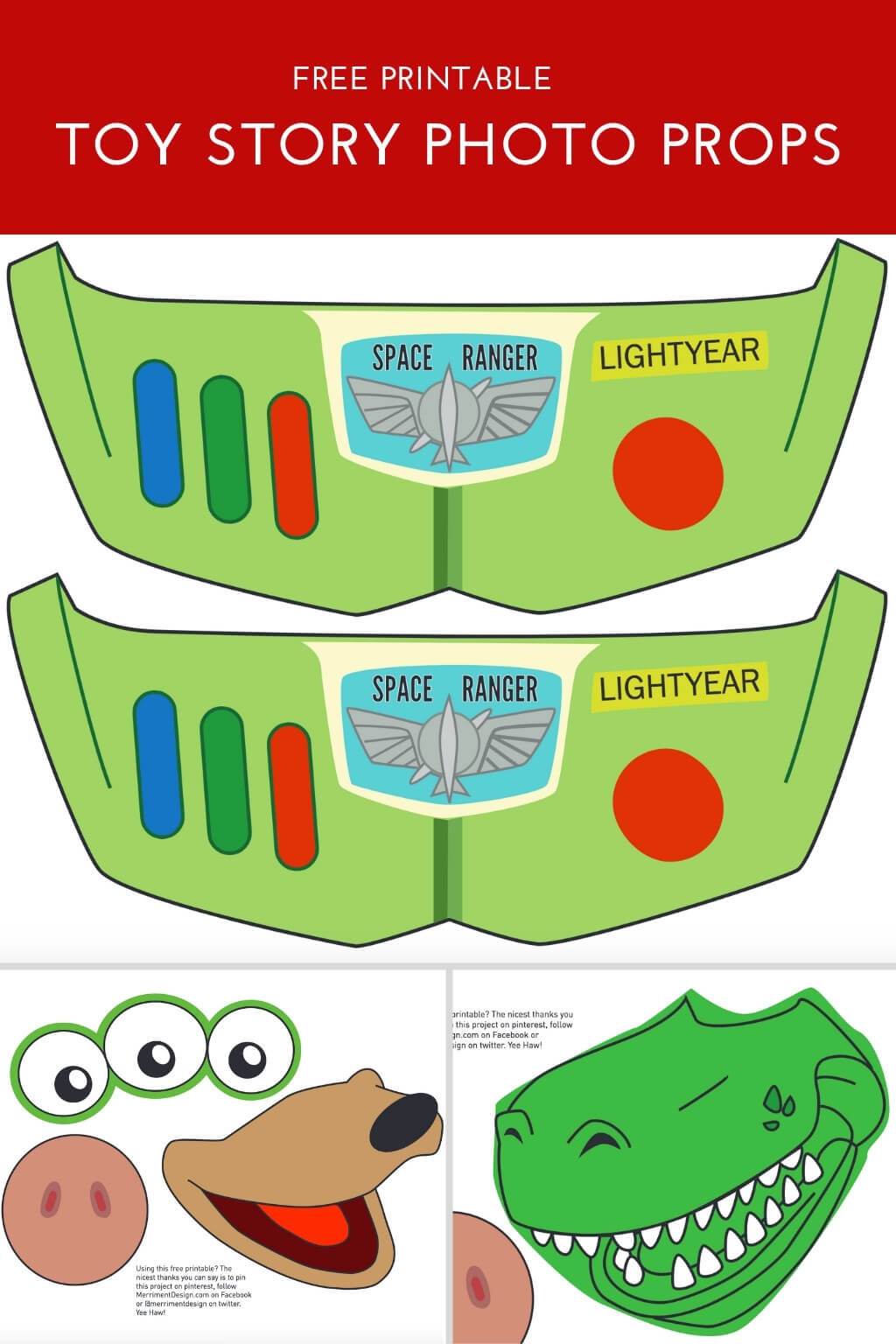 Toy Story Photo Booth Props free Printable PDF Merriment Design