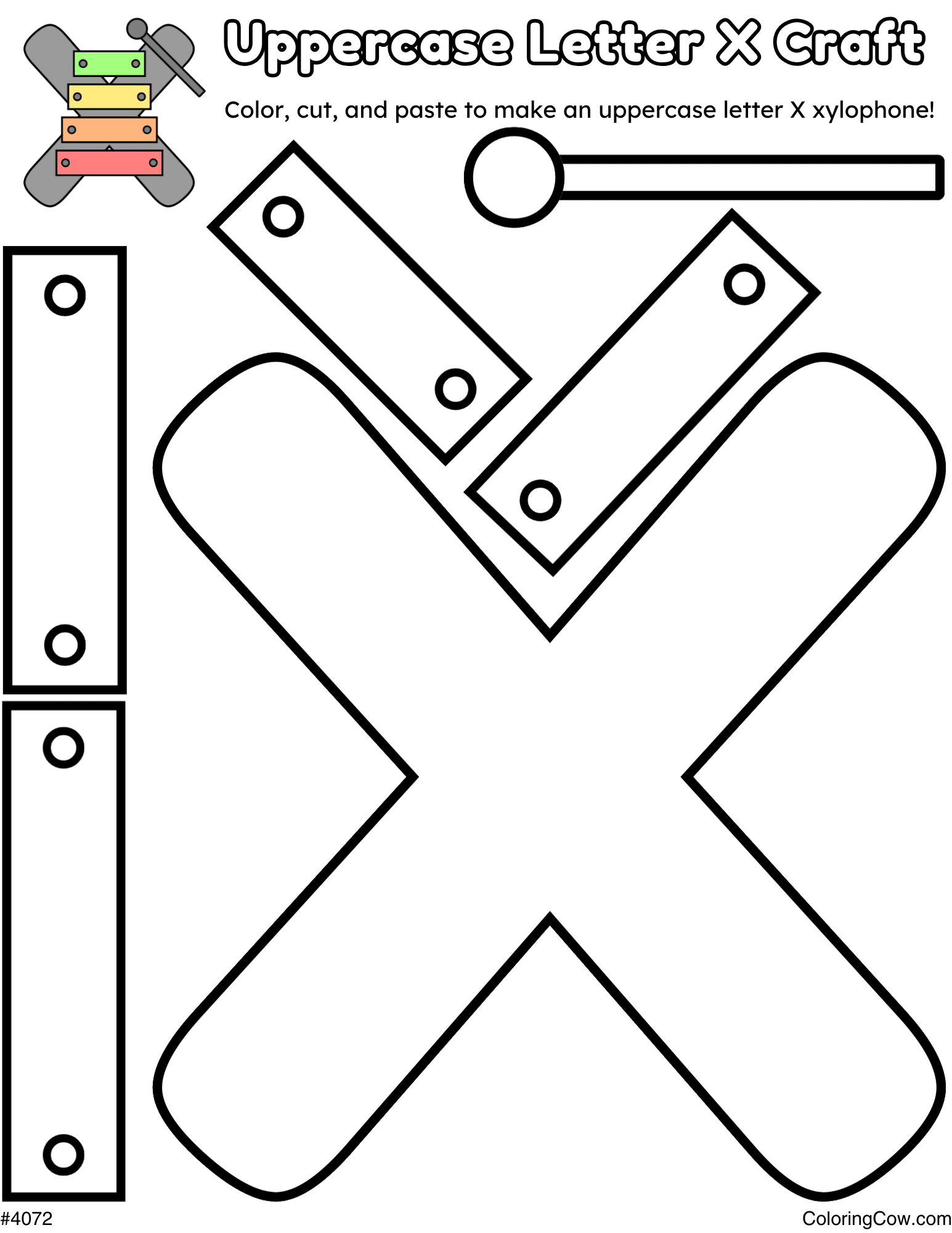 Uppercase Letter X Xylophone Craft