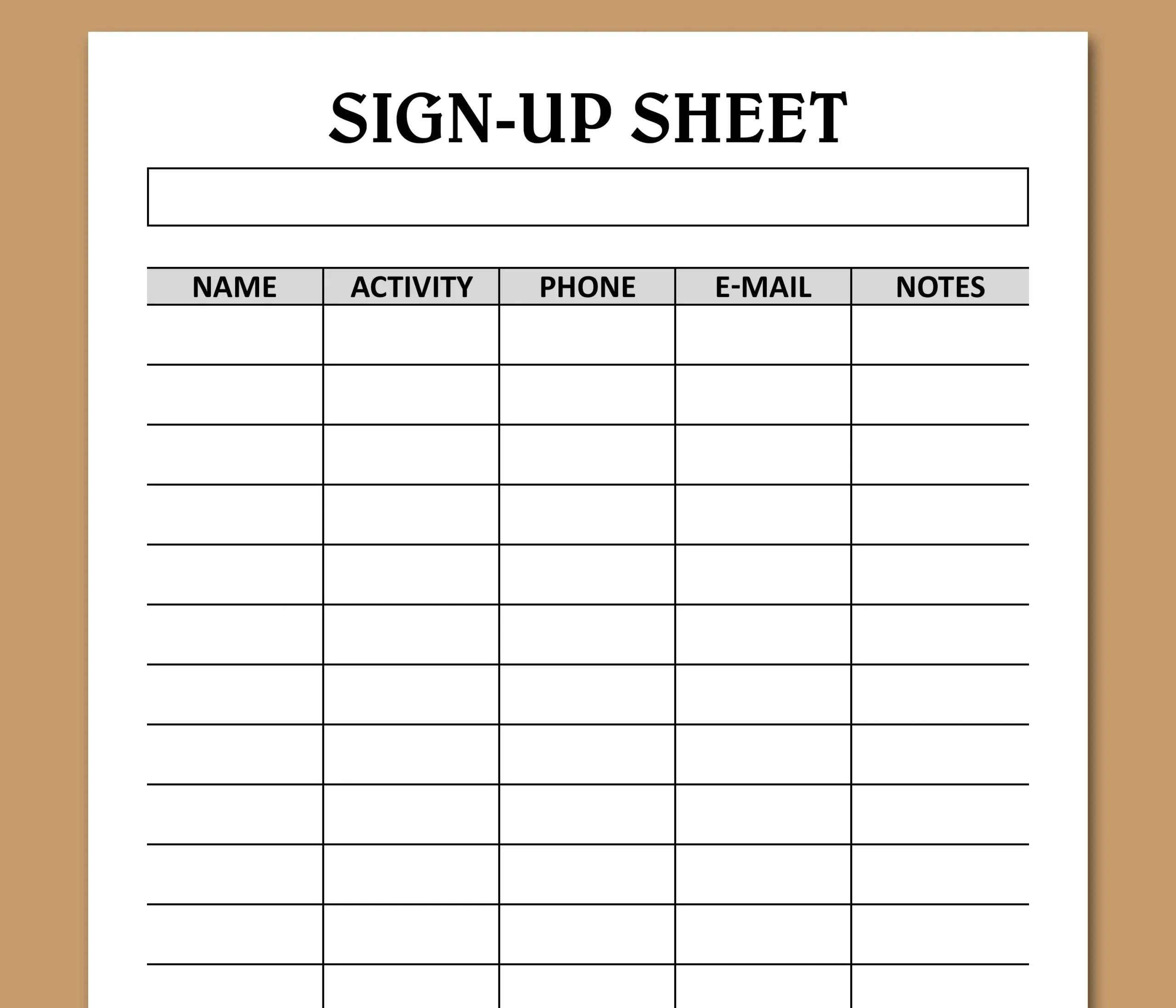 Printable Volunteer Sign Up Sheet Template