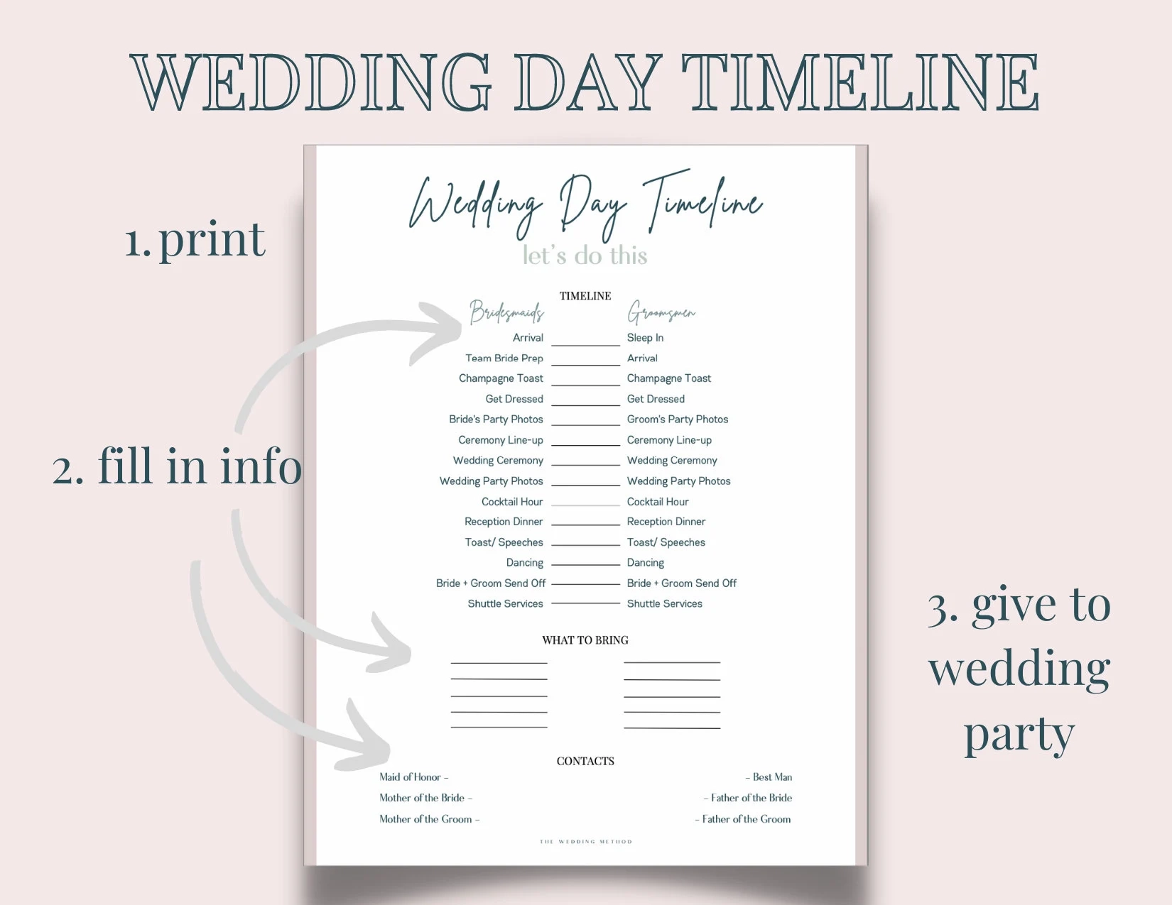 Wedding Day Timeline Template Printable Wedding Day Timeline 