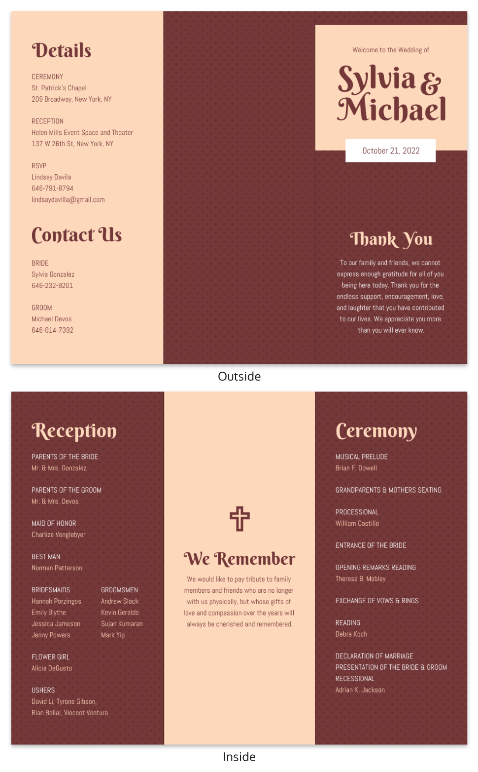 Wedding Tri Fold Brochure Design Template Venngage