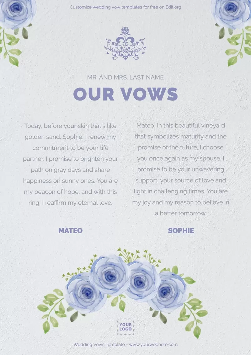Wedding Vows Template Printable Wedding Vows Template Printable