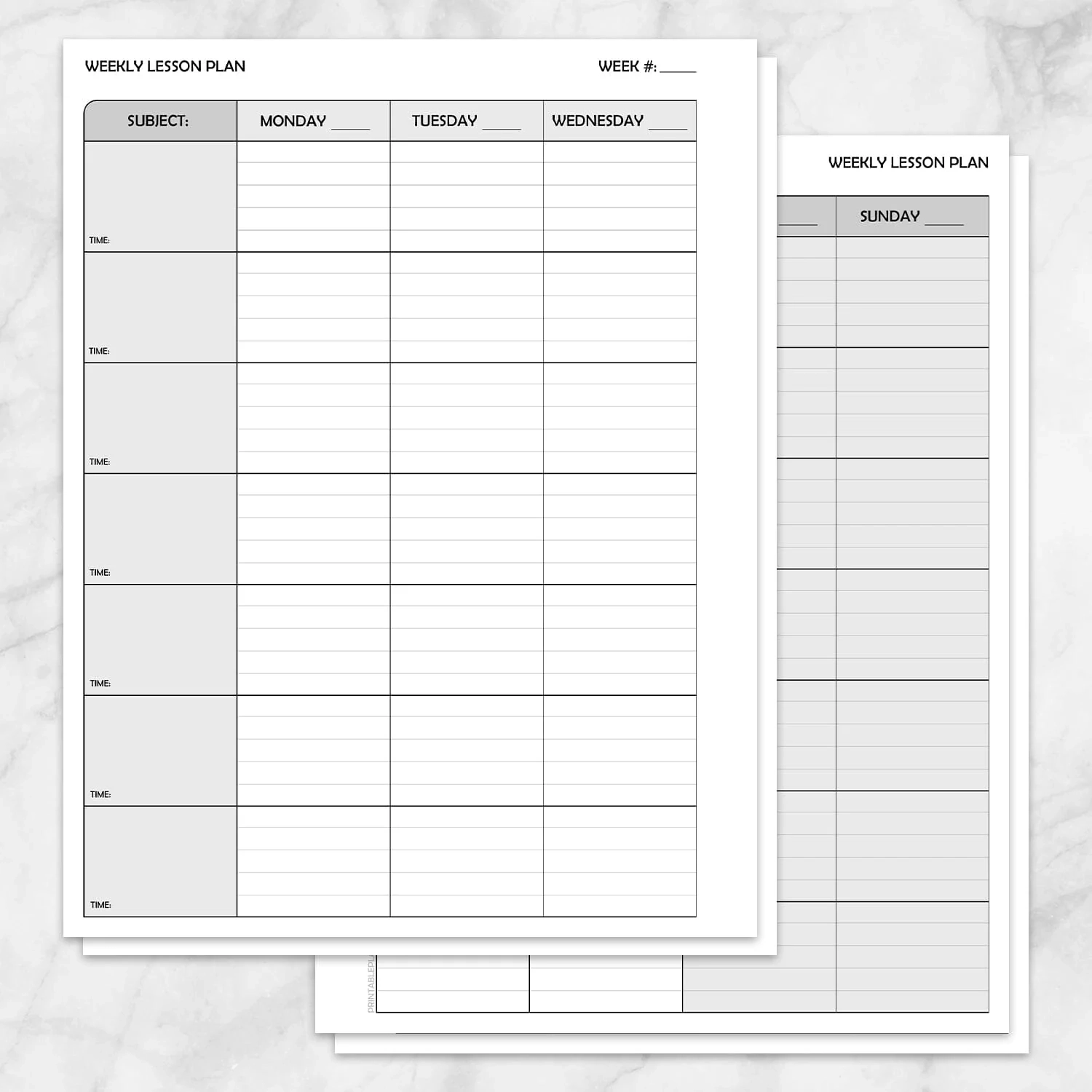 Weekly Lesson Plan For Teachers Printable 7 Day School Planning 