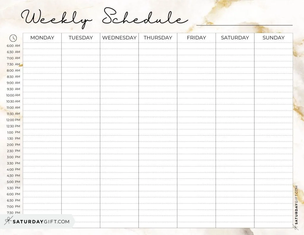 Printable Weekly Blank Calendar Template