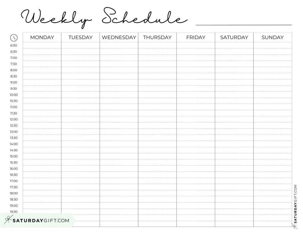 Weekly Schedule Template Printable Free Download