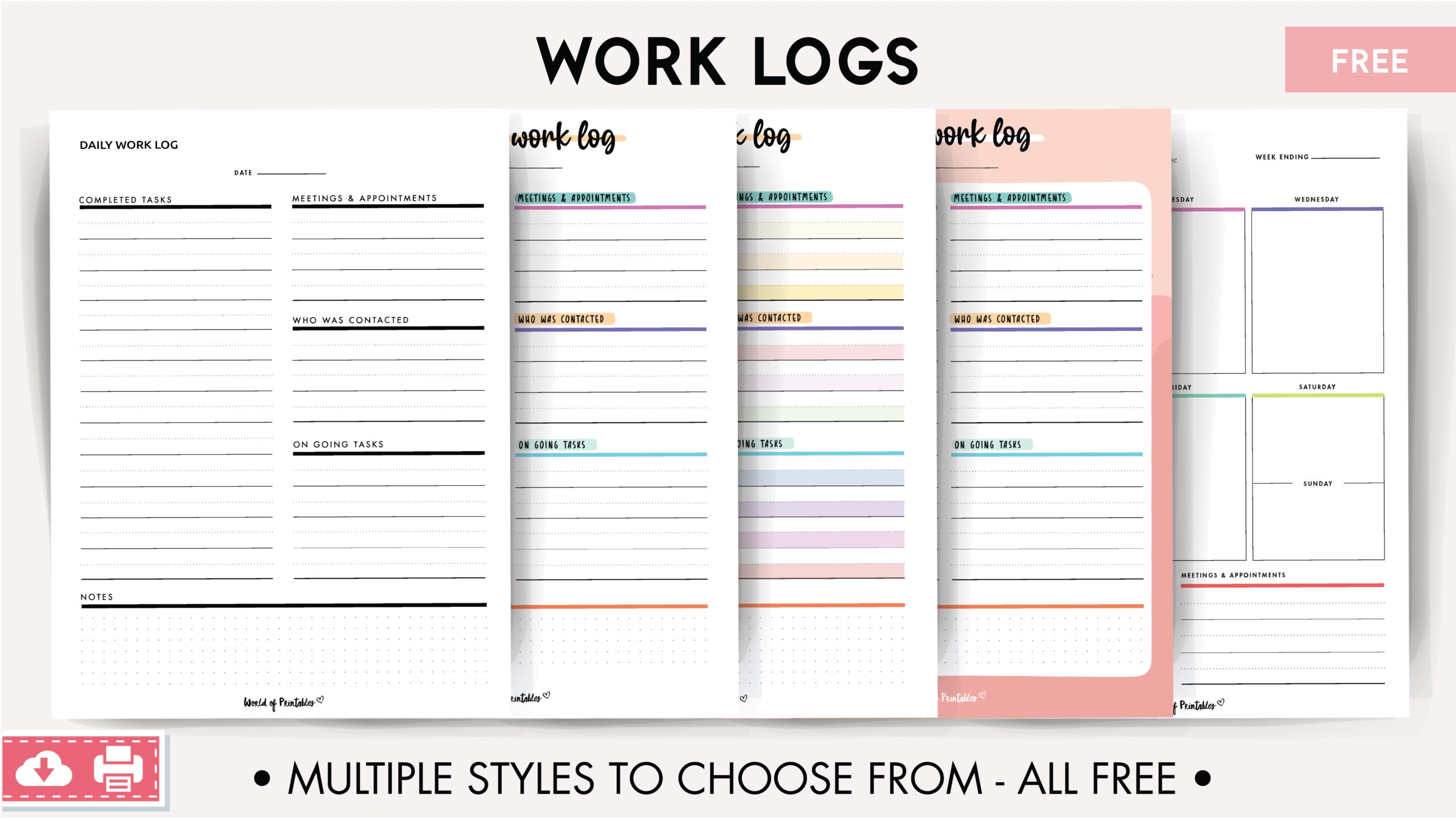 Work Log 10 Best Daily amp Weekly Templates World Of Printables