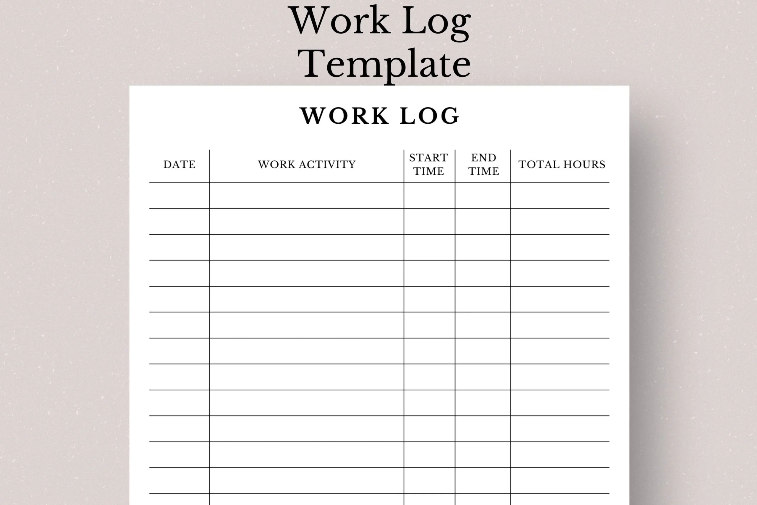 Work Log Template Employee Work Log Sheet Employee Work Log 